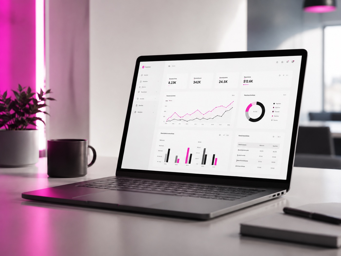 Un tableau de bord de statistiques d'audience sur un ordinateur portable